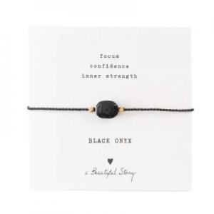 Edelsteen Kaart Zwarte Onyx goud armband