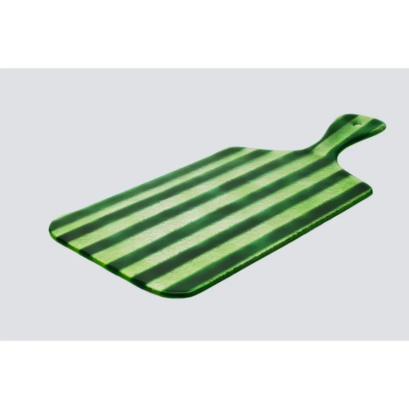 Glazen borrelplank groene strepen 45 x 23 cm