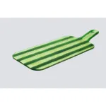 Glazen borrelplank groene strepen 38  x15 cm 
