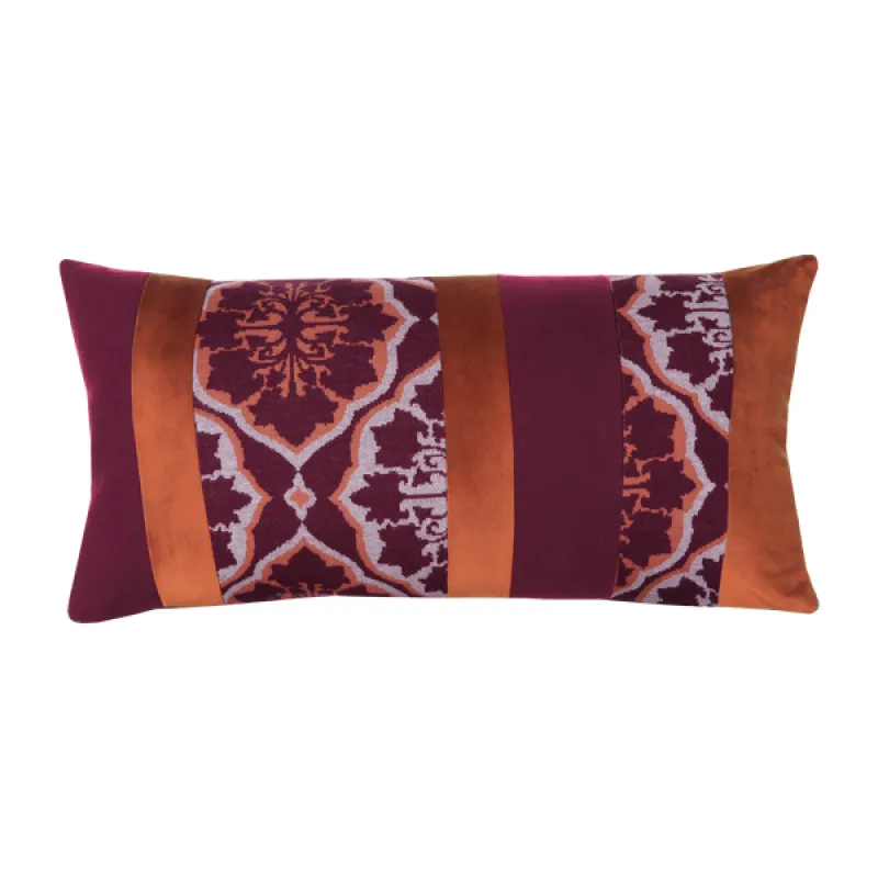 Kussen jacquard streep wine brick 64x35cm Thuis met Moon