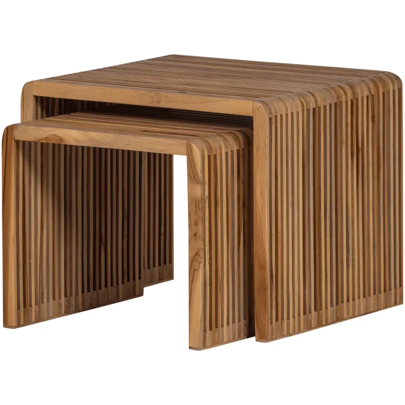Jasmijn bijzettafel recycled teak naturel - set van 2 WOOOD