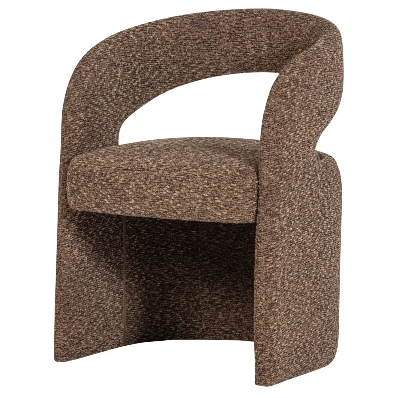 WOOOD Lanor Eetkamerstoel Grove Bouclé Bruin