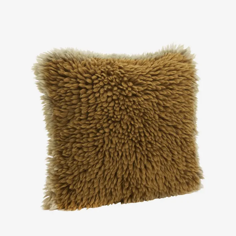 Wollen sierkussen mosterdgeel & beige Madam Stoltz