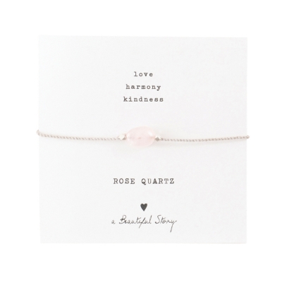 Edelsteen Kaart Rozenkwarts zilver armband