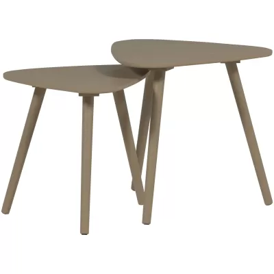 Nila bijzettafels hout zand set van 2 WOOOD