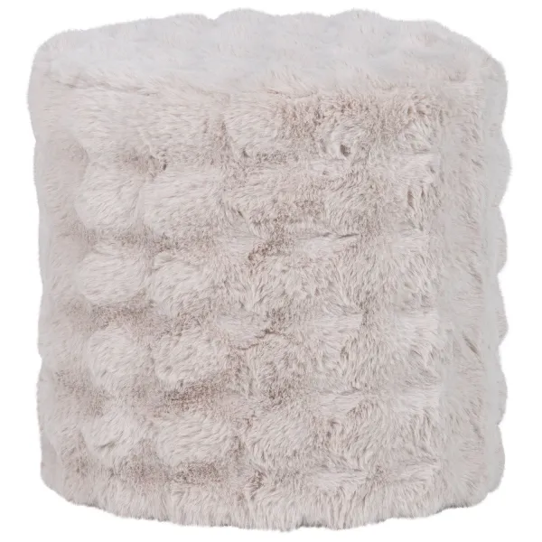 OLVEN Poef Hoog Fluffy Stof Naturel WOOOD