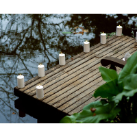 Uyuni Outdoor LED pillar candle, White, 7,8x12,7 cm 