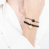 Edelsteen Kaart Zwarte Onyx goud armband