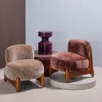 WOOOD Runi Fauteuil Hout Velvet Zand 
