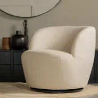 WOOOD Serra draaifauteuil geweven stof off white