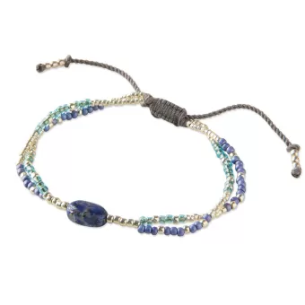 Shining Lapis Lazuli Zilverkleurige Armband