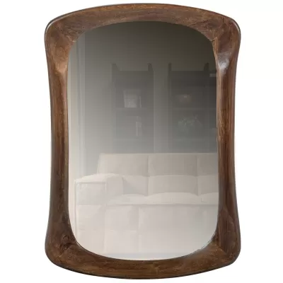 BEPUREHOME Glittering spiegel met houten frame walnoot