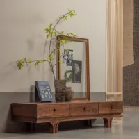 tv-meubel 3 lades mango hout walnoot