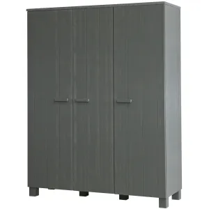 WOOOD Dennis 3-deurs kast grenen steel grey geborsteld