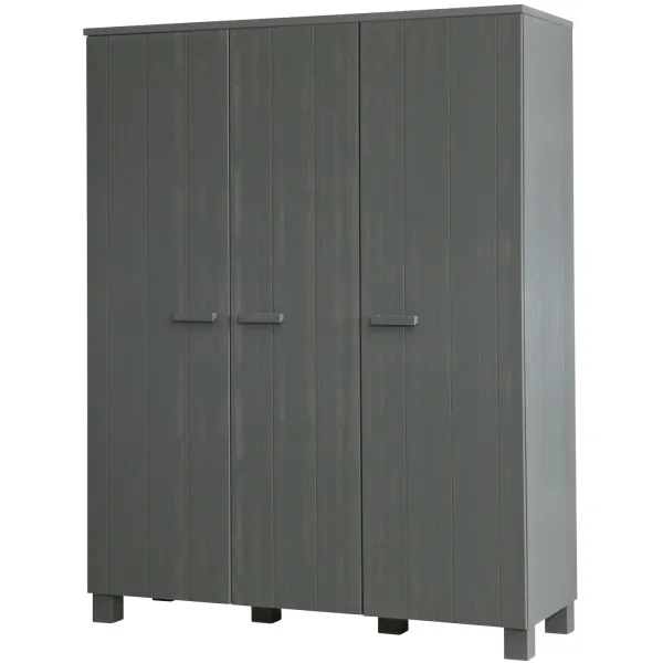 WOOOD Dennis 3-deurs kast grenen steel grey geborsteld
