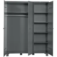 WOOOD Dennis 3-deurs kast grenen steel grey geborsteld