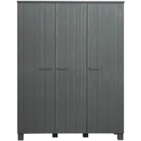 WOOOD Dennis 3-deurs kast grenen steel grey geborsteld