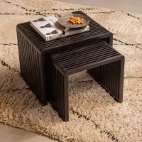 Set van 2 Bijzettafels recycled teak zwart