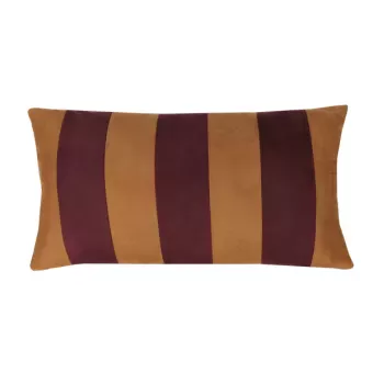 Kussen suéde streep mocha mousse aubergine 60x36cm