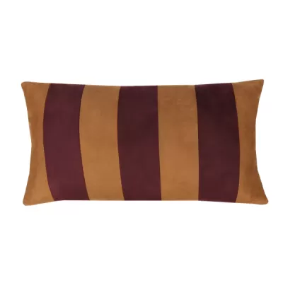 Kussen suéde streep mocha mousse aubergine 60x36cm