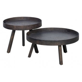 Set van 2 bijzettafels antiek brons