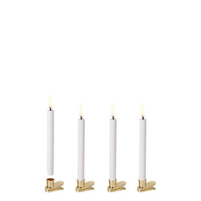 Christmas Taper Candles Kerstboomkaarsjes met goudkleurige clip (4 pack)
