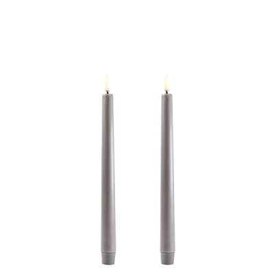 Uyuni dinerkaars taper candle grijs grey 2,3 x 25,5 cm (set a 2)