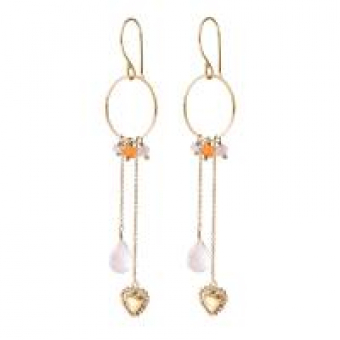 Festivity Rozenkwarts Carneool Goud Oorbellen