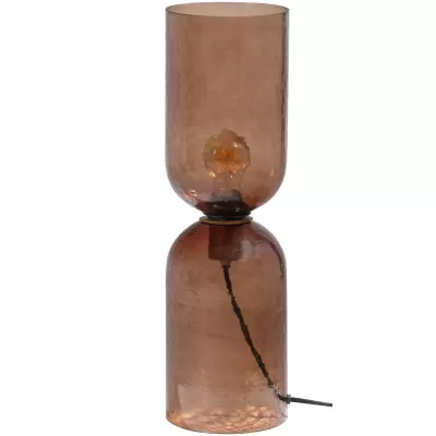 Gigi tafellamp gehamerd glas 51xØ15 cm bruin WOOOD