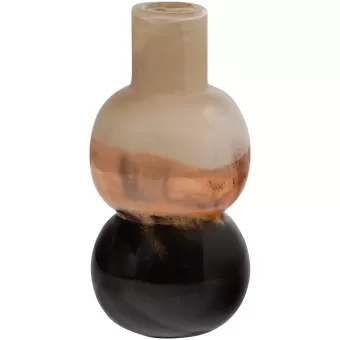 Marjon handgevormde vaas glas bruin WOOOD