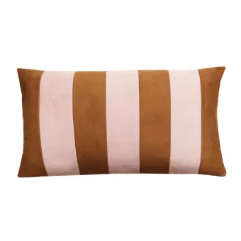 Kussen suède look streep mocha mousse roze 60x36cm