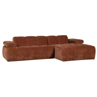 WOOOD Mojo chaise longue bank rechts ribstof roestbruin