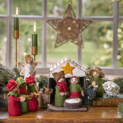 Kerststal rood groen