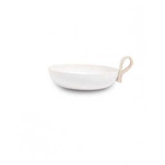 Schaal keramiek wit 17 cm met vilten lus