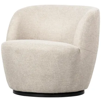 WOOOD Serra draaifauteuil geweven stof off white