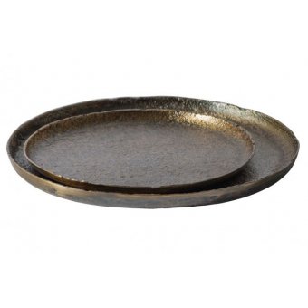 Set a 2 dienbladen antique brass