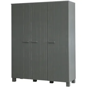 WOOOD Dennis 3-deurs kast grenen steel grey geborsteld